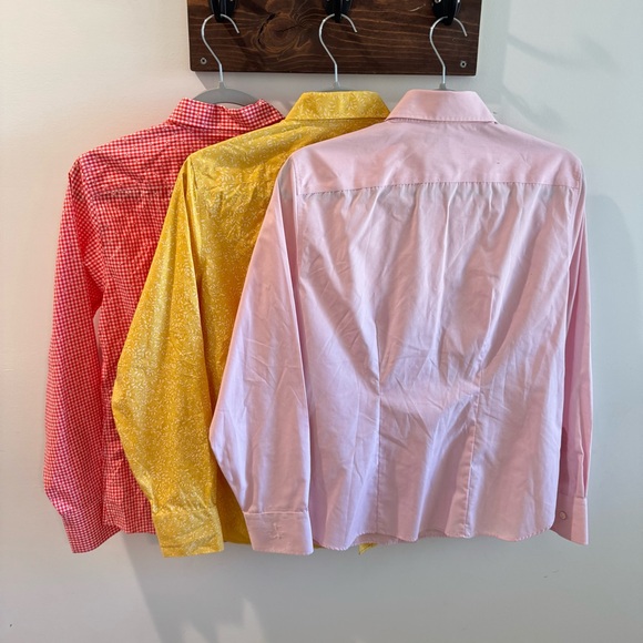 Lands End Size 8  Cotton Button Up Bundle x 3 Shirts Orange Pink Yellow‎ - Picture 5 of 9